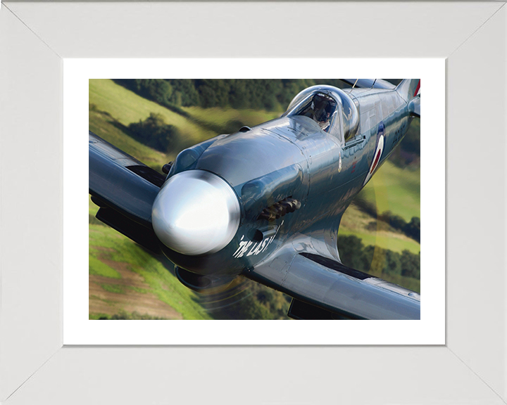 RAF Spitfire Mk19 Closeup Photo Print Royal Air Force Aircraft Wall Art Aviation Decor Poster Posters, Prints, & Visual Artwork Hampshire Prints 10 x 8 White Frame Yes