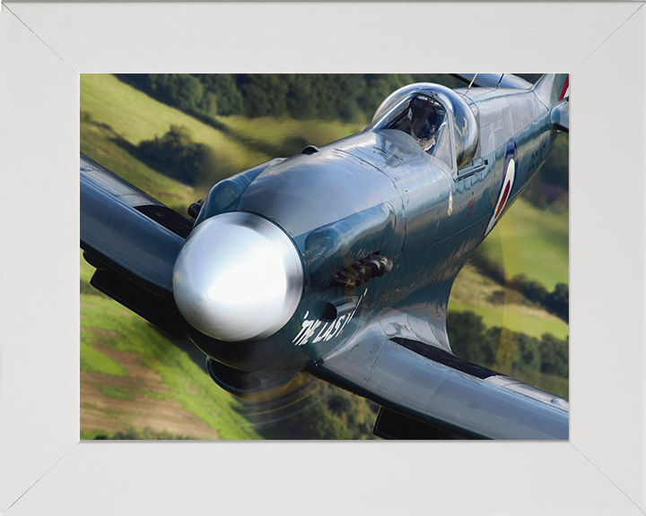 RAF Spitfire Mk19 Closeup Photo Print Royal Air Force Aircraft Wall Art Aviation Decor Poster Posters, Prints, & Visual Artwork Hampshire Prints 10 x 8 White Frame No