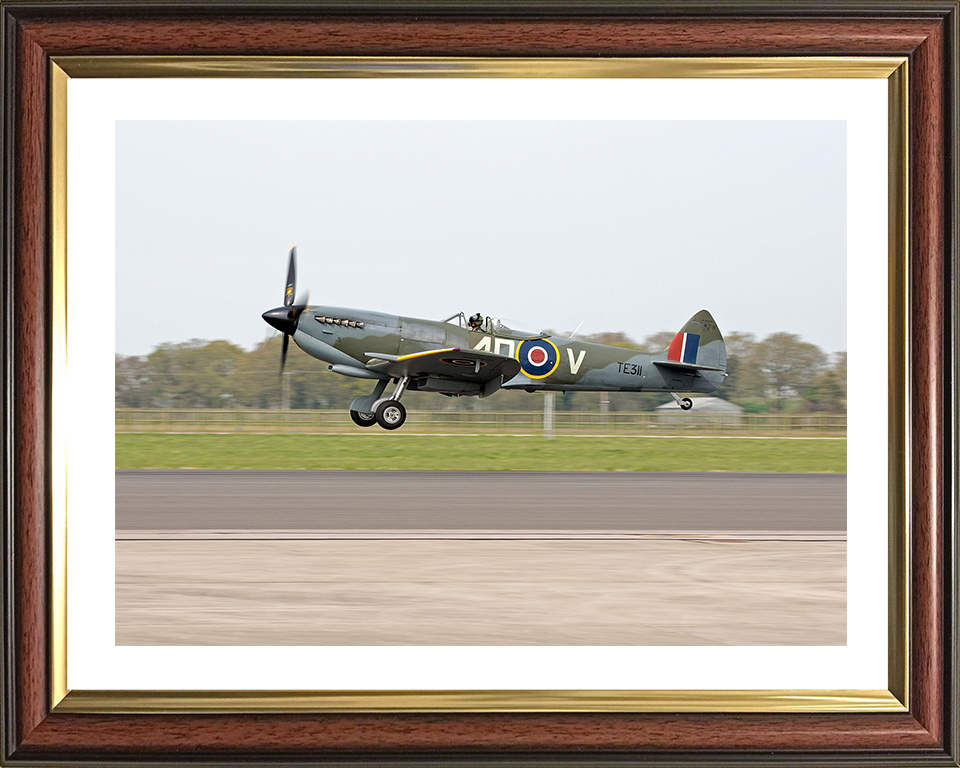 RAF Spitfire Takeoff Photo Print Royal Air Force Aircraft Wall Art Aviation Decor Poster Posters, Prints, & Visual Artwork Hampshire Prints 10 x 8 Classic Frame Yes