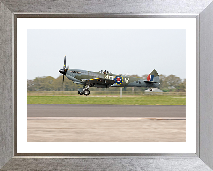 RAF Spitfire Takeoff Photo Print Royal Air Force Aircraft Wall Art Aviation Decor Poster Posters, Prints, & Visual Artwork Hampshire Prints 10 x 8 Silver Frame Yes