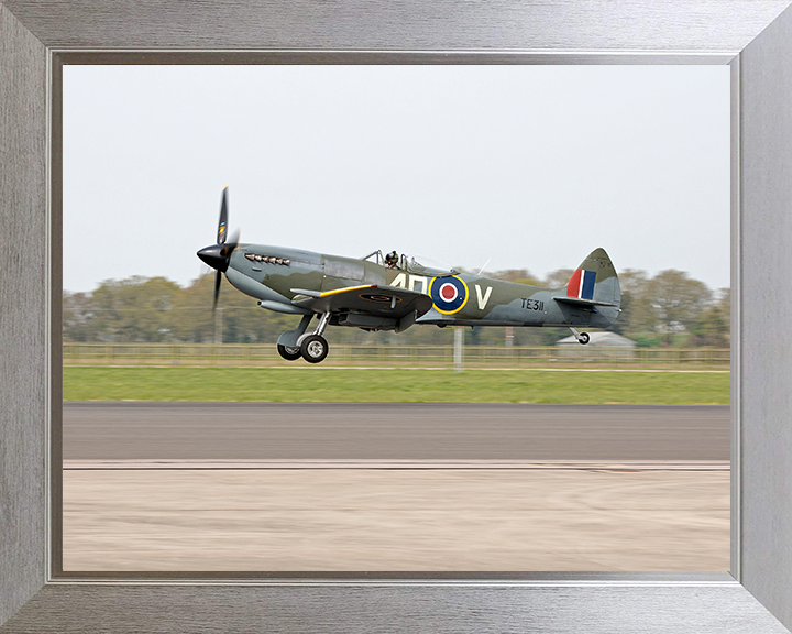 RAF Spitfire Takeoff Photo Print Royal Air Force Aircraft Wall Art Aviation Decor Poster Posters, Prints, & Visual Artwork Hampshire Prints 10 x 8 Silver Frame No