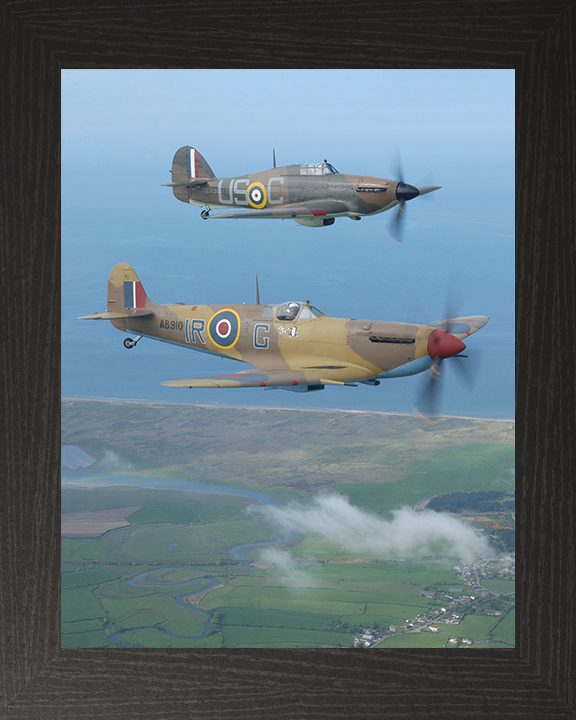 RAF Spitfire And Hurricane Planes in Flight May 2005 Royal Air Force Aircraft Photo Print Wall Art Aviation Decor UK Posters, Prints, & Visual Artwork Hampshire Prints 10 x 8 Black Frame No