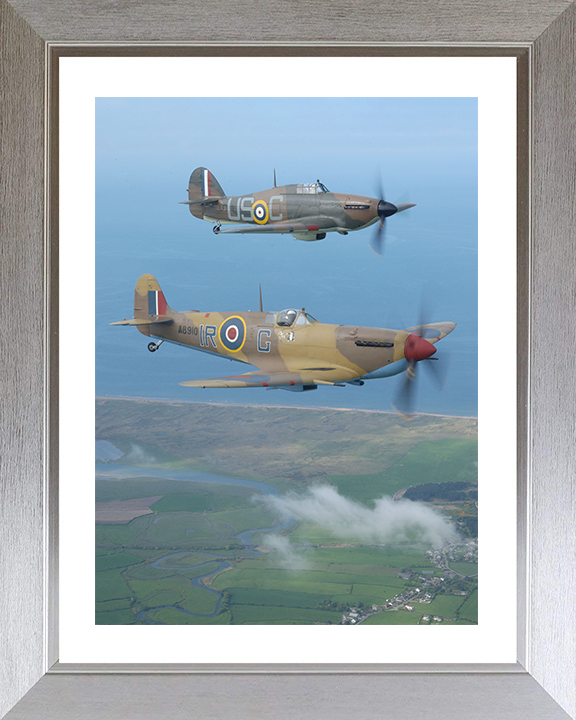 RAF Spitfire And Hurricane Planes in Flight May 2005 Royal Air Force Aircraft Photo Print Wall Art Aviation Decor UK Posters, Prints, & Visual Artwork Hampshire Prints 10 x 8 Silver Frame Yes