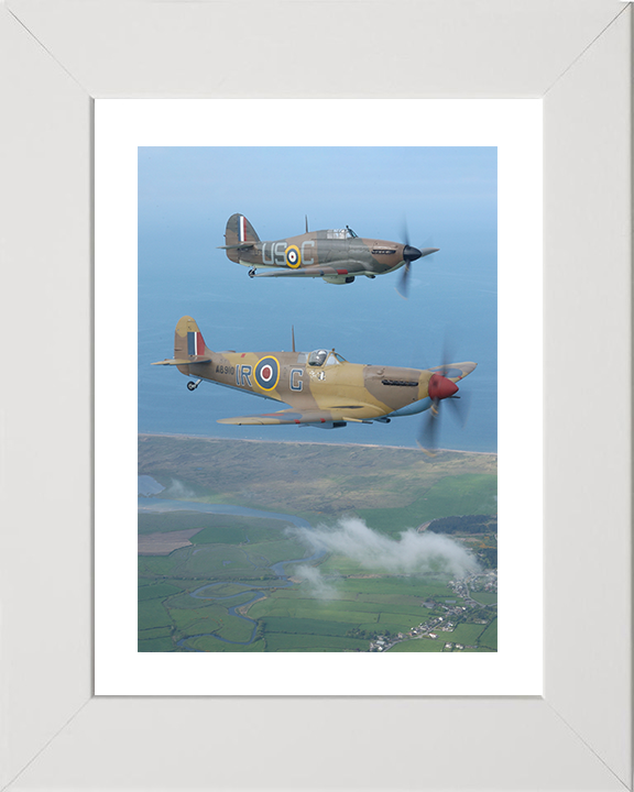 RAF Spitfire And Hurricane Planes in Flight May 2005 Royal Air Force Aircraft Photo Print Wall Art Aviation Decor UK Posters, Prints, & Visual Artwork Hampshire Prints 10 x 8 White Frame Yes