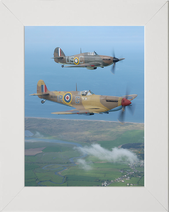RAF Spitfire And Hurricane Planes in Flight May 2005 Royal Air Force Aircraft Photo Print Wall Art Aviation Decor UK Posters, Prints, & Visual Artwork Hampshire Prints 10 x 8 White Frame No