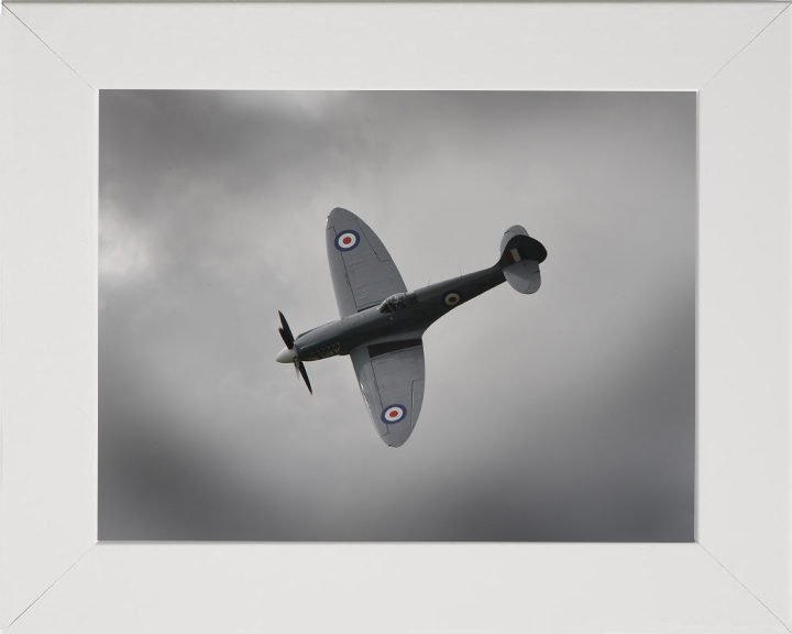 RAF Supermarine Spitfire in Flight over RAF Shawbury Royal Air Force Aircraft Photo Print Wall Art Aviation Decor UK Posters, Prints, & Visual Artwork Hampshire Prints 10 x 8 White Frame No