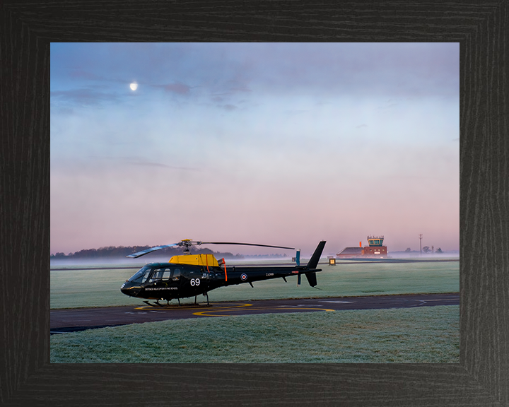 RAF Squirrel training Helicopter at sunrise Photo Print Royal Air Force Aircraft Wall Art Aviation Decor Posters, Prints, & Visual Artwork Hampshire Prints 10 x 8 Black Frame No