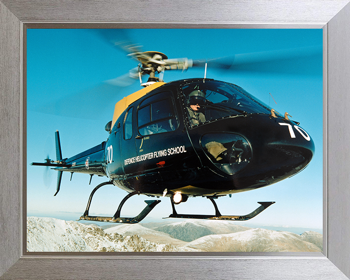 RAF Squirrel training helicopter over Wales Photo Print Royal Air Force Aircraft Wall Art Aviation Decor Posters, Prints, & Visual Artwork Hampshire Prints 10 x 8 Silver Frame No