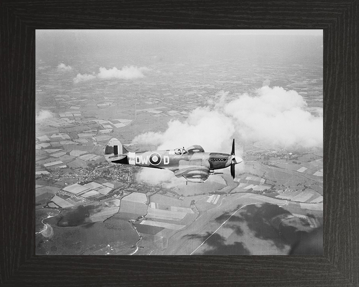 RAF Spitfire Mk XIV 1944 Photo Print Royal Air Force Aircraft Wall Art Aviation Decor Poster Posters, Prints, & Visual Artwork Hampshire Prints 10 x 8 Black Frame No