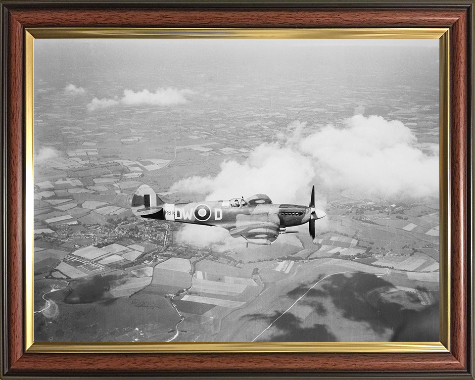 RAF Spitfire Mk XIV 1944 Photo Print Royal Air Force Aircraft Wall Art Aviation Decor Poster Posters, Prints, & Visual Artwork Hampshire Prints 10 x 8 Classic Frame No