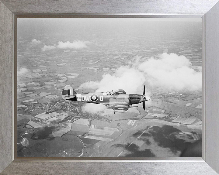 RAF Spitfire Mk XIV 1944 Photo Print Royal Air Force Aircraft Wall Art Aviation Decor Poster Posters, Prints, & Visual Artwork Hampshire Prints 10 x 8 Silver Frame No