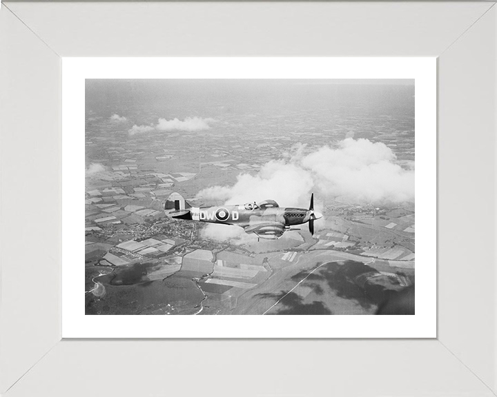 RAF Spitfire Mk XIV 1944 Photo Print Royal Air Force Aircraft Wall Art Aviation Decor Poster Posters, Prints, & Visual Artwork Hampshire Prints 10 x 8 White Frame Yes
