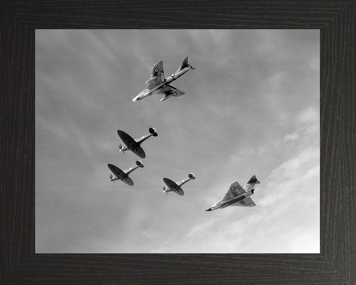 RAF Spitfire Retirement Flyover 1957 Photo Print Royal Air Force Aircraft Wall Art Aviation Decor Posters, Prints, & Visual Artwork Hampshire Prints 10 x 8 Black Frame No