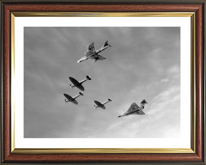 RAF Spitfire Retirement Flyover 1957 Photo Print Royal Air Force Aircraft Wall Art Aviation Decor Posters, Prints, & Visual Artwork Hampshire Prints 10 x 8 Classic Frame Yes