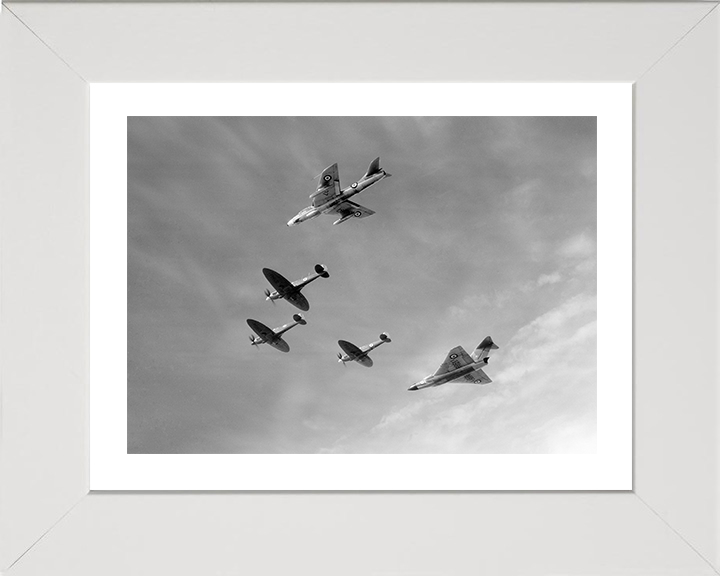 RAF Spitfire Retirement Flyover 1957 Photo Print Royal Air Force Aircraft Wall Art Aviation Decor Posters, Prints, & Visual Artwork Hampshire Prints 10 x 8 White Frame Yes