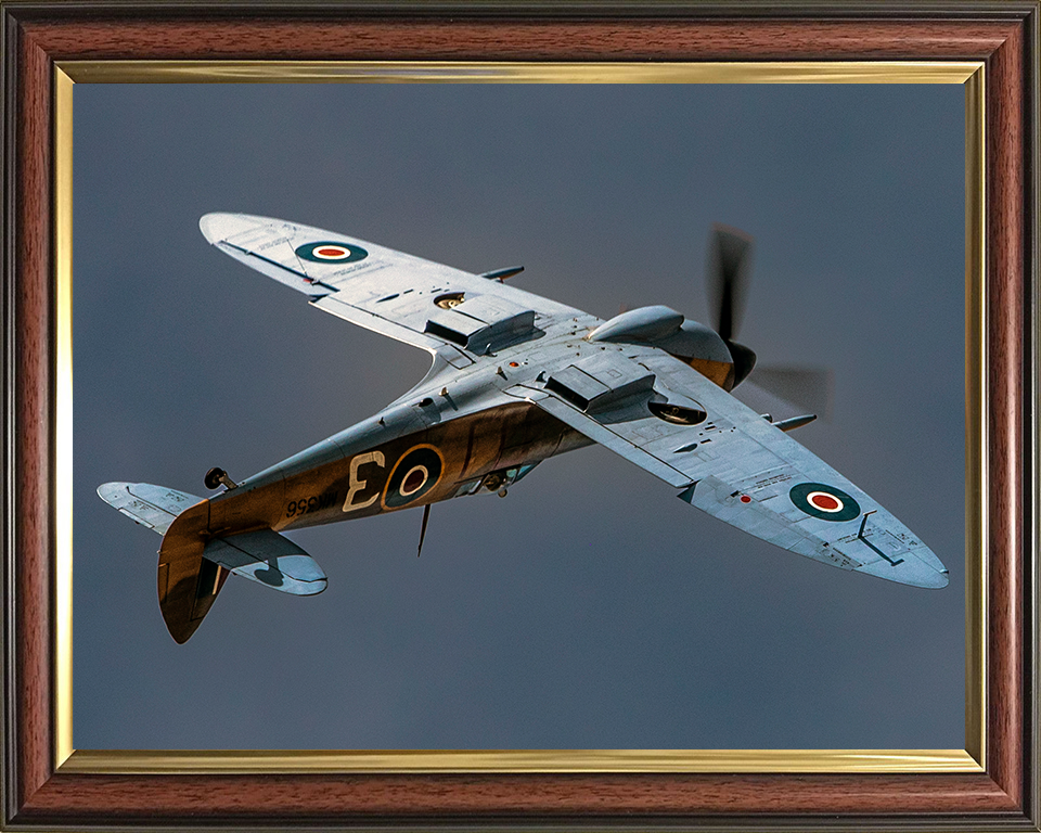 RAF Supermarine Spitfire in flight Photo Print - Royal Air Force Aircraft Posters, Prints, & Visual Artwork Hampshire Prints 10 x 8 Classic Frame No