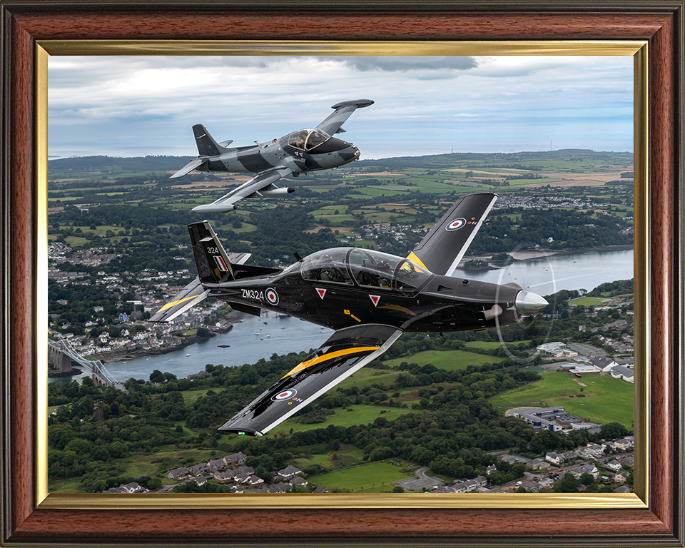RAF T6 Texan and a Strikemaster jet Photo Print Royal Air Force Aircraft Wall Art Aviation Decor Posters, Prints, & Visual Artwork Hampshire Prints 10 x 8 Classic Frame No