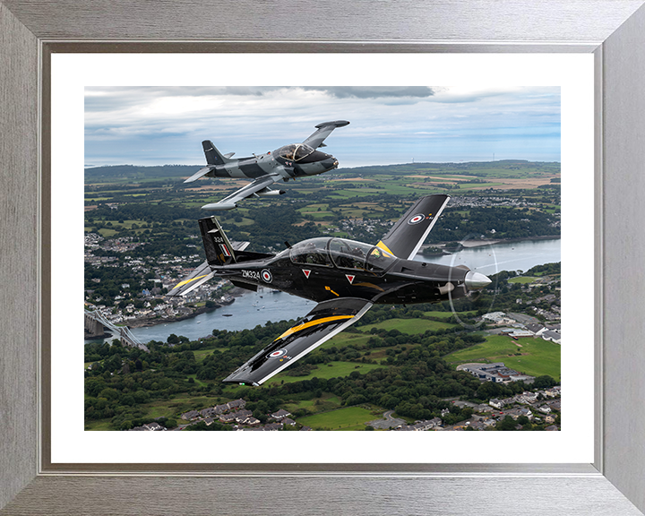 RAF T6 Texan and a Strikemaster jet Photo Print Royal Air Force Aircraft Wall Art Aviation Decor Posters, Prints, & Visual Artwork Hampshire Prints 10 x 8 Silver Frame Yes