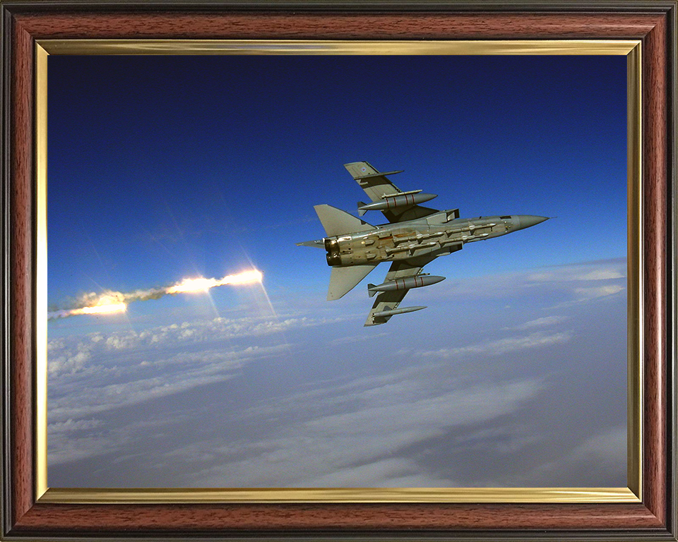 RAF Tornado F3 Firing Flares Photo Print Royal Air Force Aircraft Wall Art Aviation Decor Poster Posters, Prints, & Visual Artwork Hampshire Prints 10 x 8 Classic Frame No