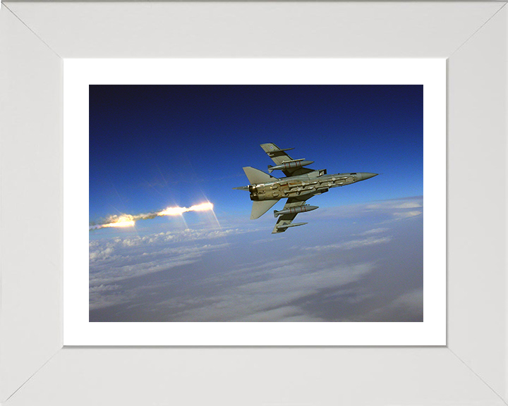 RAF Tornado F3 Firing Flares Photo Print Royal Air Force Aircraft Wall Art Aviation Decor Poster Posters, Prints, & Visual Artwork Hampshire Prints 10 x 8 White Frame Yes
