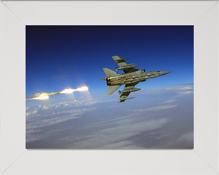 RAF Tornado F3 Firing Flares Photo Print Royal Air Force Aircraft Wall Art Aviation Decor Poster Posters, Prints, & Visual Artwork Hampshire Prints 10 x 8 White Frame No