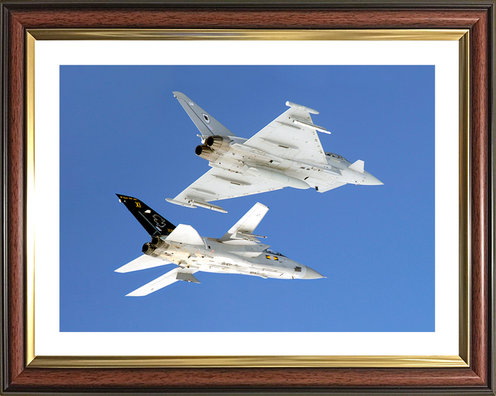 RAF Tornado F3 and Typhoon F2 Jets In Flight Royal Air Force Aircraft Photo Print Wall Art Aviation Decor UK Posters, Prints, & Visual Artwork Hampshire Prints 10 x 8 Classic Frame Yes