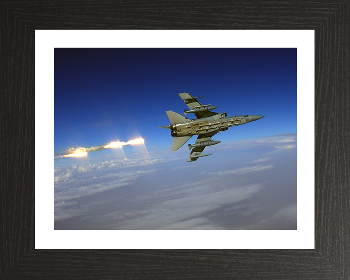 RAF Tornado F3 Firing Flares Photo Print Royal Air Force Aircraft Wall Art Aviation Decor Poster Posters, Prints, & Visual Artwork Hampshire Prints 10 x 8 Black Frame Yes