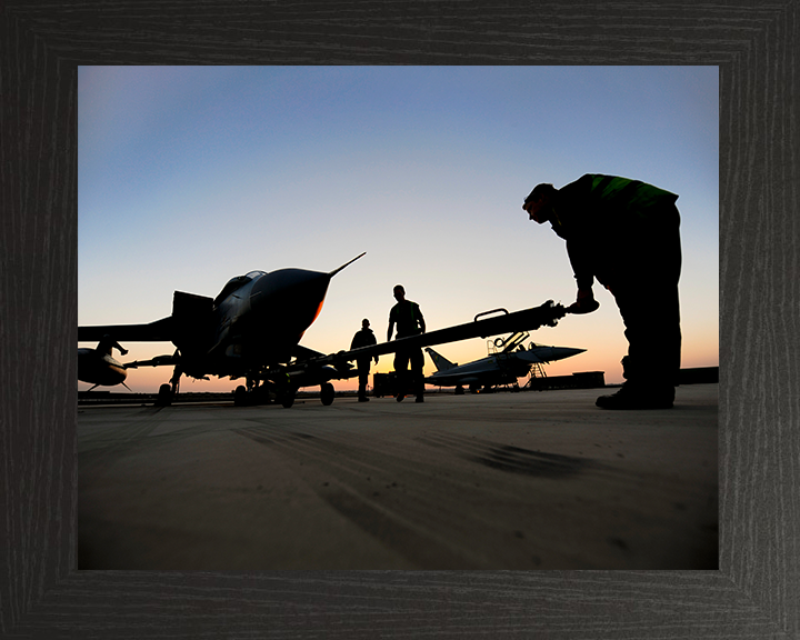 RAF Tornado GR4 Being Prepared for a Sortie Photo Print Royal Air Force Aircraft Wall Art Aviation Decor Posters, Prints, & Visual Artwork Hampshire Prints 10 x 8 Black Frame No