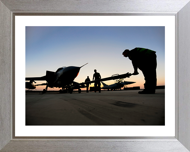RAF Tornado GR4 Being Prepared for a Sortie Photo Print Royal Air Force Aircraft Wall Art Aviation Decor Posters, Prints, & Visual Artwork Hampshire Prints 10 x 8 Silver Frame Yes