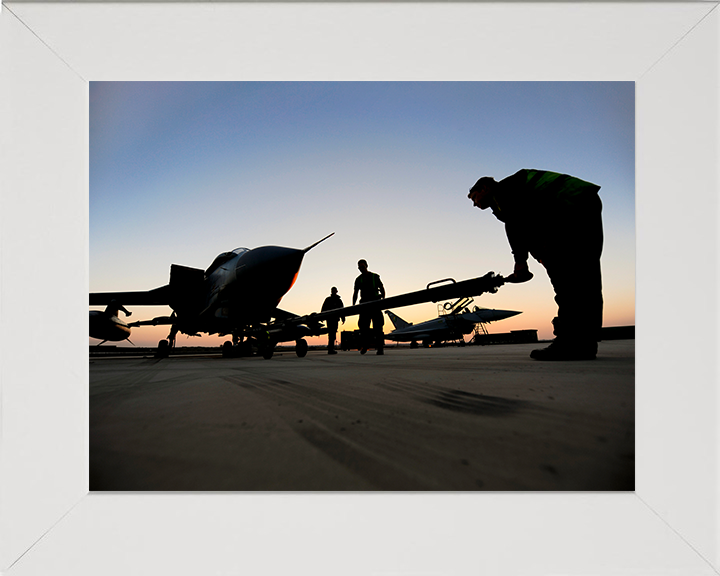 RAF Tornado GR4 Being Prepared for a Sortie Photo Print Royal Air Force Aircraft Wall Art Aviation Decor Posters, Prints, & Visual Artwork Hampshire Prints 10 x 8 White Frame No