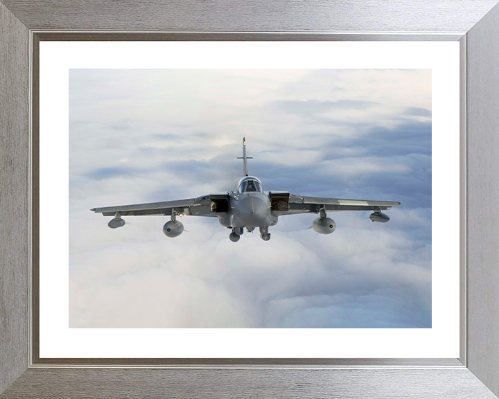 RAF Tornado GR4 Jet in Flight Front On Photo Print Royal Air Force Aircraft Wall Art Aviation Decor Poster Posters, Prints, & Visual Artwork Hampshire Prints 10 x 8 Silver Frame Yes