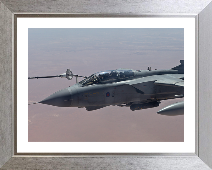 RAF Tornado GR4 Mid Air Refuelling Photo Print - Royal Air Force Aircraft Posters, Prints, & Visual Artwork Hampshire Prints 10 x 8 Silver Frame Yes
