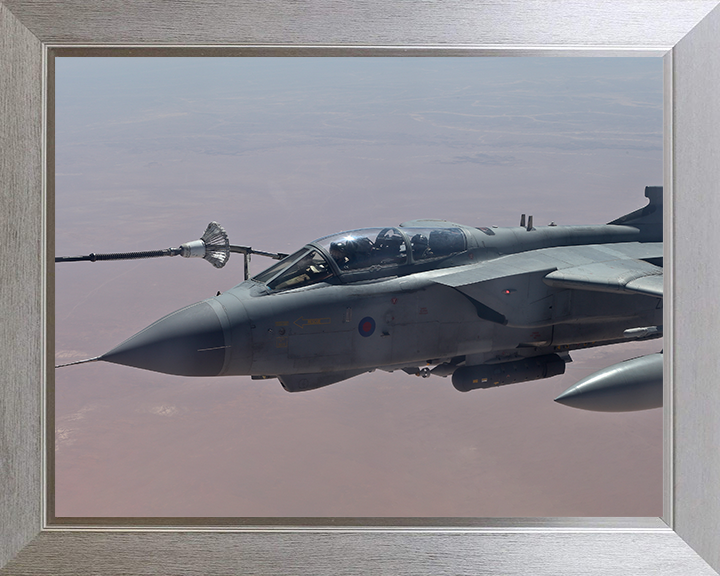 RAF Tornado GR4 Mid Air Refuelling Photo Print - Royal Air Force Aircraft Posters, Prints, & Visual Artwork Hampshire Prints 10 x 8 Silver Frame No