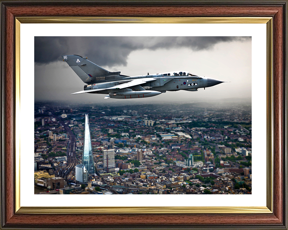 RAF Tornado GR4 Over London Photo Print Royal Air Force Aircraft Wall Art Aviation Decor Poster Posters, Prints, & Visual Artwork Hampshire Prints 10 x 8 Classic Frame Yes