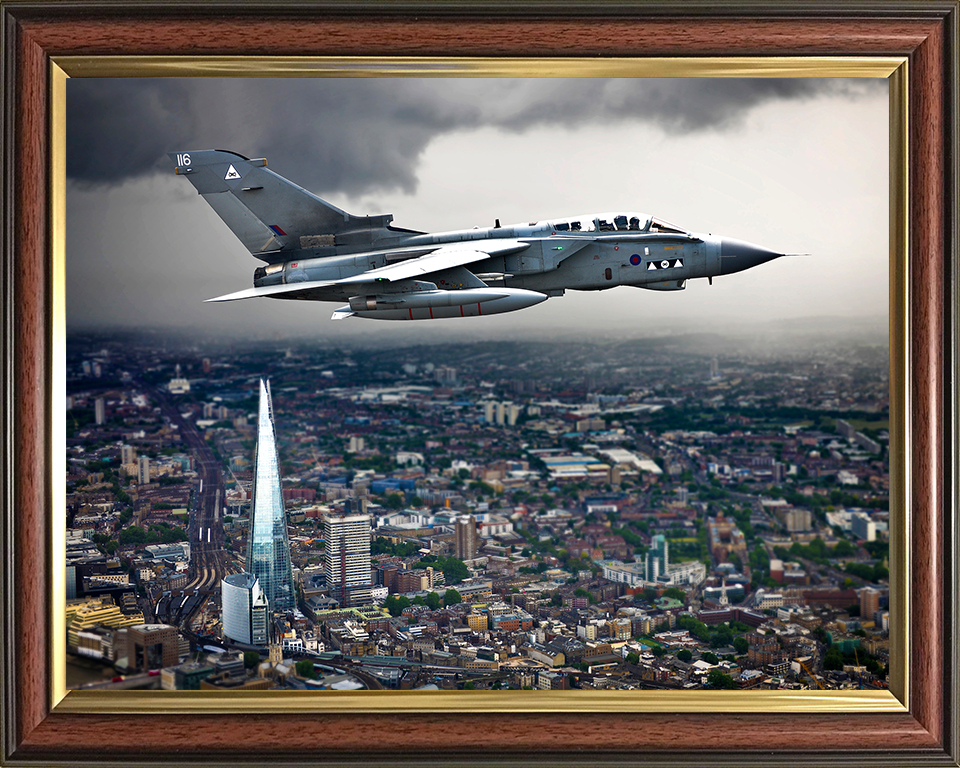 RAF Tornado GR4 Over London Photo Print Royal Air Force Aircraft Wall Art Aviation Decor Poster Posters, Prints, & Visual Artwork Hampshire Prints 10 x 8 Classic Frame No