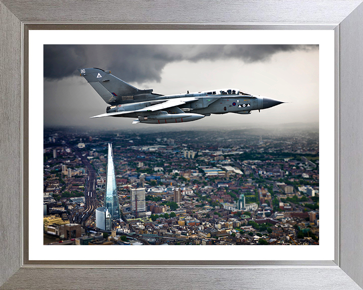 RAF Tornado GR4 Over London Photo Print Royal Air Force Aircraft Wall Art Aviation Decor Poster Posters, Prints, & Visual Artwork Hampshire Prints 10 x 8 Silver Frame Yes