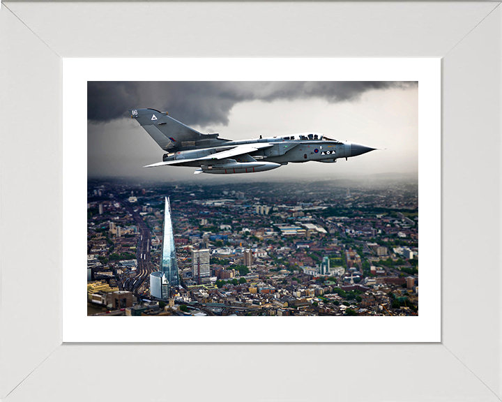 RAF Tornado GR4 Over London Photo Print Royal Air Force Aircraft Wall Art Aviation Decor Poster Posters, Prints, & Visual Artwork Hampshire Prints 10 x 8 White Frame Yes