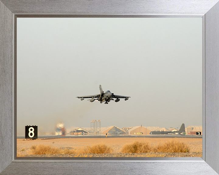 RAF Tornado GR4 Takeoff from Kandahar Photo Print Royal Air Force Aircraft Wall Art Aviation Decor Posters, Prints, & Visual Artwork Hampshire Prints 10 x 8 Silver Frame No