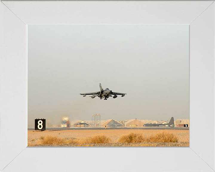 RAF Tornado GR4 Takeoff from Kandahar Photo Print Royal Air Force Aircraft Wall Art Aviation Decor Posters, Prints, & Visual Artwork Hampshire Prints 10 x 8 White Frame No