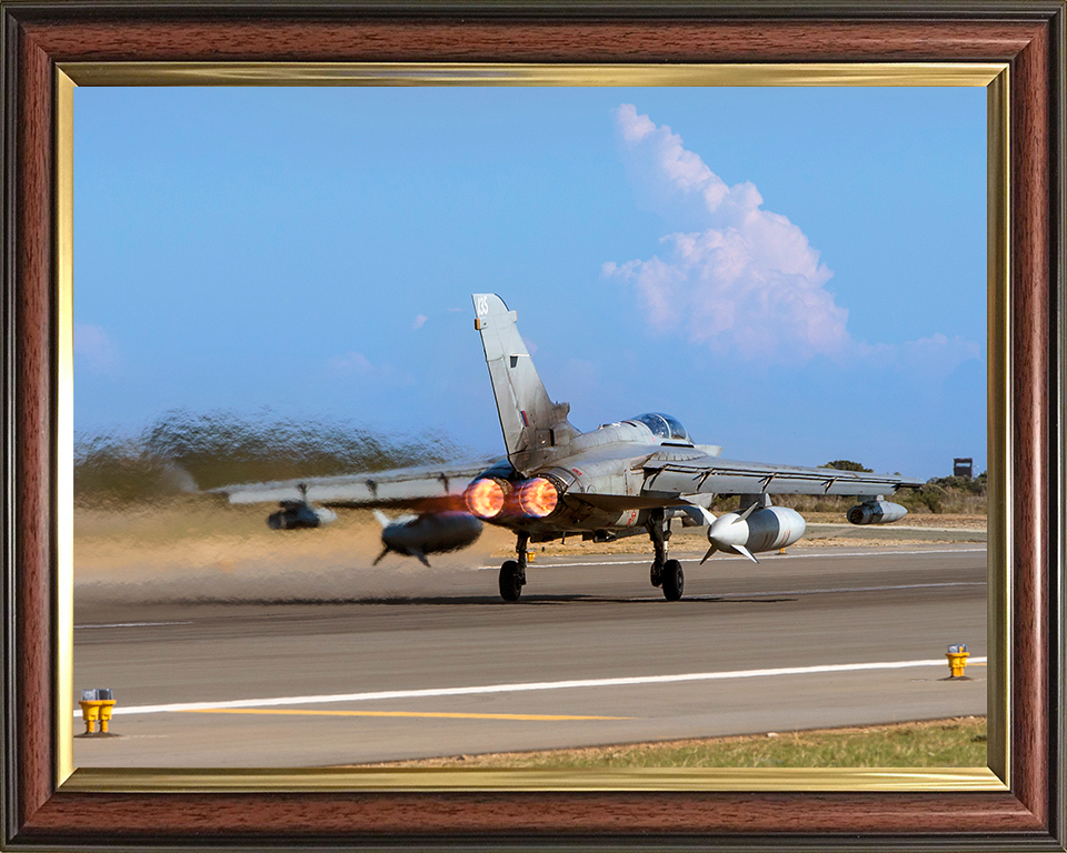 RAF Tornado GR4 Taking off Royal Air Force Aircraft Photo Print Wall Art Aviation Decor UK Posters, Prints, & Visual Artwork Hampshire Prints 10 x 8 Classic Frame No