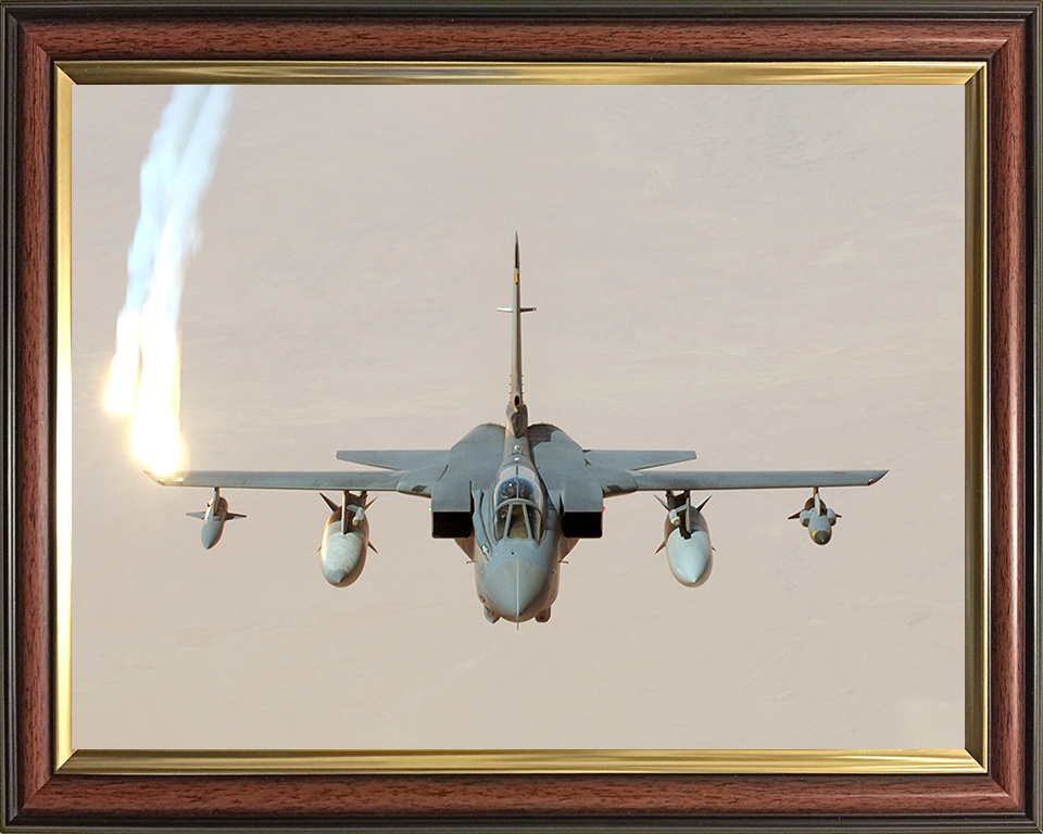 RAF Tornado GR4 firing chaff Photo Print Royal Air Force Aircraft Wall Art Aviation Decor Poster Posters, Prints, & Visual Artwork Hampshire Prints 10 x 8 Classic Frame No