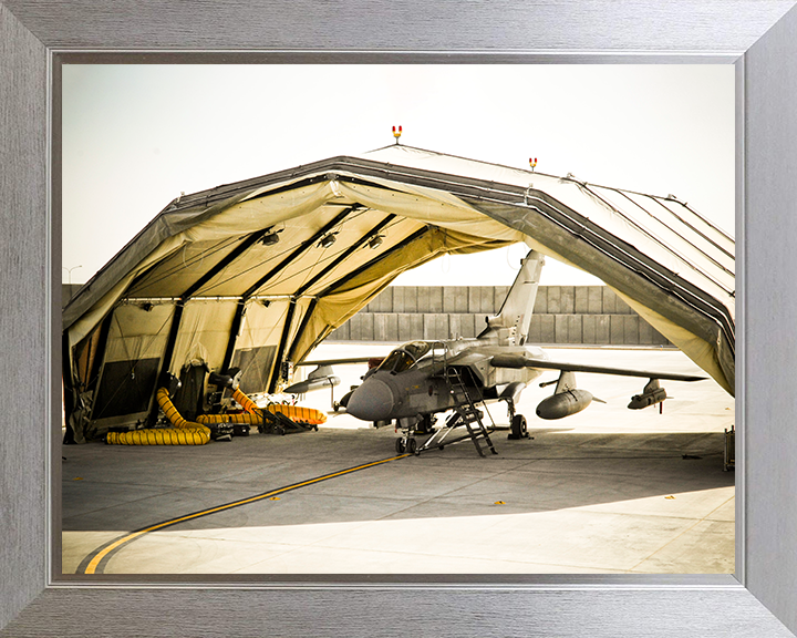 RAF Tornado GR4 in a Rubb Hangar Photo Print Royal Air Force Aircraft Wall Art Aviation Decor Posters, Prints, & Visual Artwork Hampshire Prints 10 x 8 Silver Frame No