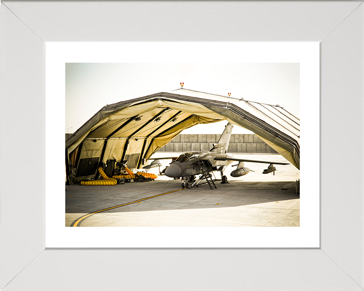 RAF Tornado GR4 in a Rubb Hangar Photo Print Royal Air Force Aircraft Wall Art Aviation Decor Posters, Prints, & Visual Artwork Hampshire Prints 10 x 8 White Frame Yes