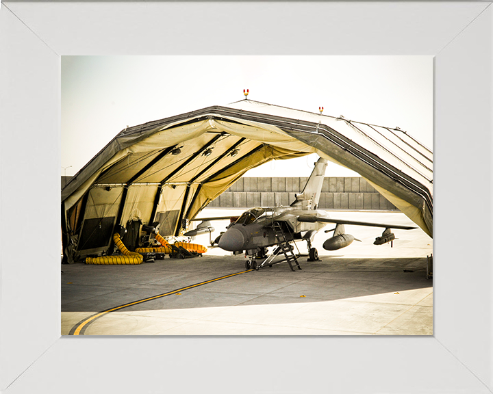 RAF Tornado GR4 in a Rubb Hangar Photo Print Royal Air Force Aircraft Wall Art Aviation Decor Posters, Prints, & Visual Artwork Hampshire Prints 10 x 8 White Frame No