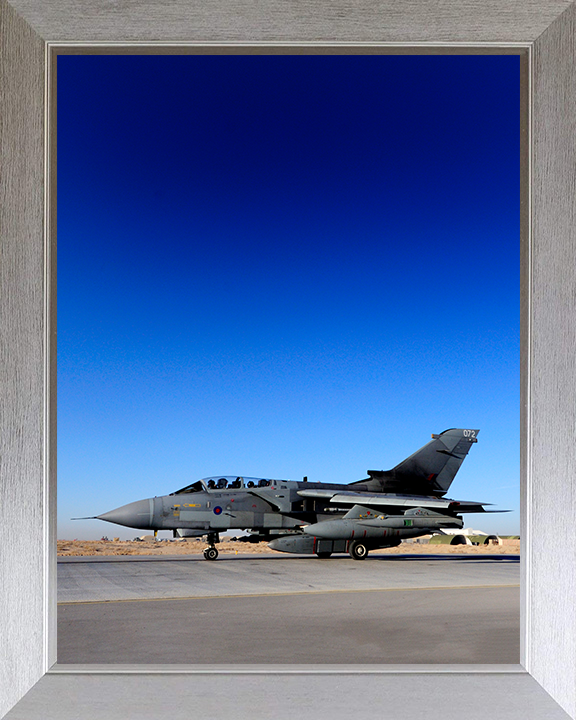 RAF Tornado GR4 on a Runway 2009 Photo Print Royal Air Force Aircraft Wall Art Aviation Decor Poster Posters, Prints, & Visual Artwork Hampshire Prints 10 x 8 Silver Frame No