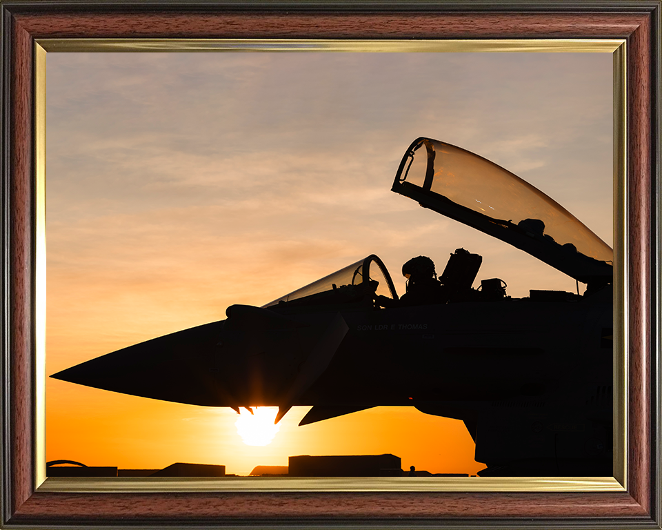 RAF Typhoon Cockpit at sunset Photo Print Royal Air Force Aircraft Wall Art Aviation Decor Posters, Prints, & Visual Artwork Hampshire Prints 10 x 8 Classic Frame No