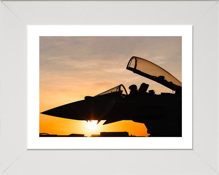 RAF Typhoon Cockpit at sunset Photo Print Royal Air Force Aircraft Wall Art Aviation Decor Posters, Prints, & Visual Artwork Hampshire Prints 10 x 8 White Frame Yes