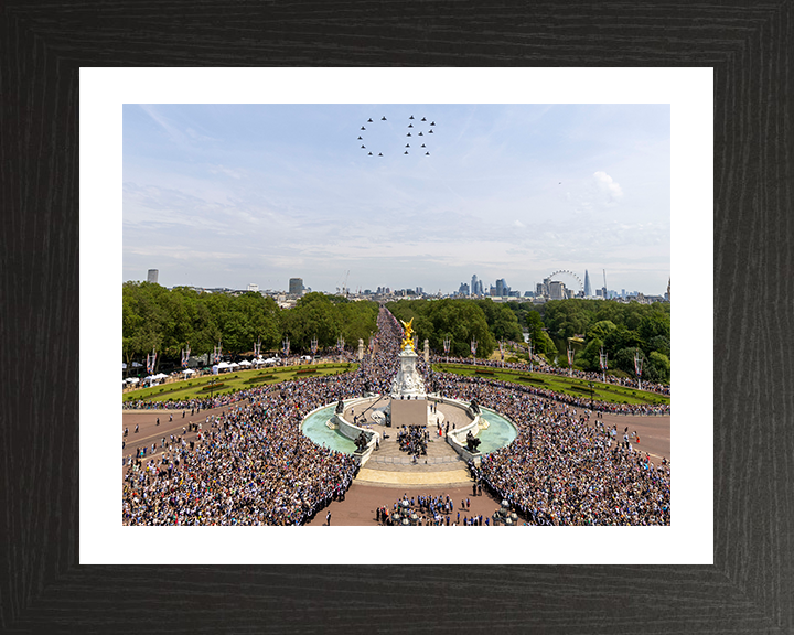 RAF Typhoon Display Team over Buckingham Palace Photo Print Royal Air Force Aircraft Wall Art Aviation Decor Posters, Prints, & Visual Artwork Hampshire Prints 10 x 8 Black Frame Yes