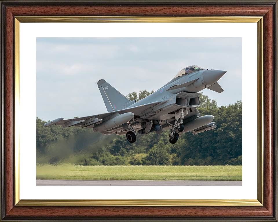 RAF Typhoon FGR4 Taking off 2025 Photo Print Royal Air Force Aircraft Wall Art Aviation Decor Posters, Prints, & Visual Artwork Hampshire Prints 10 x 8 Classic Frame Yes