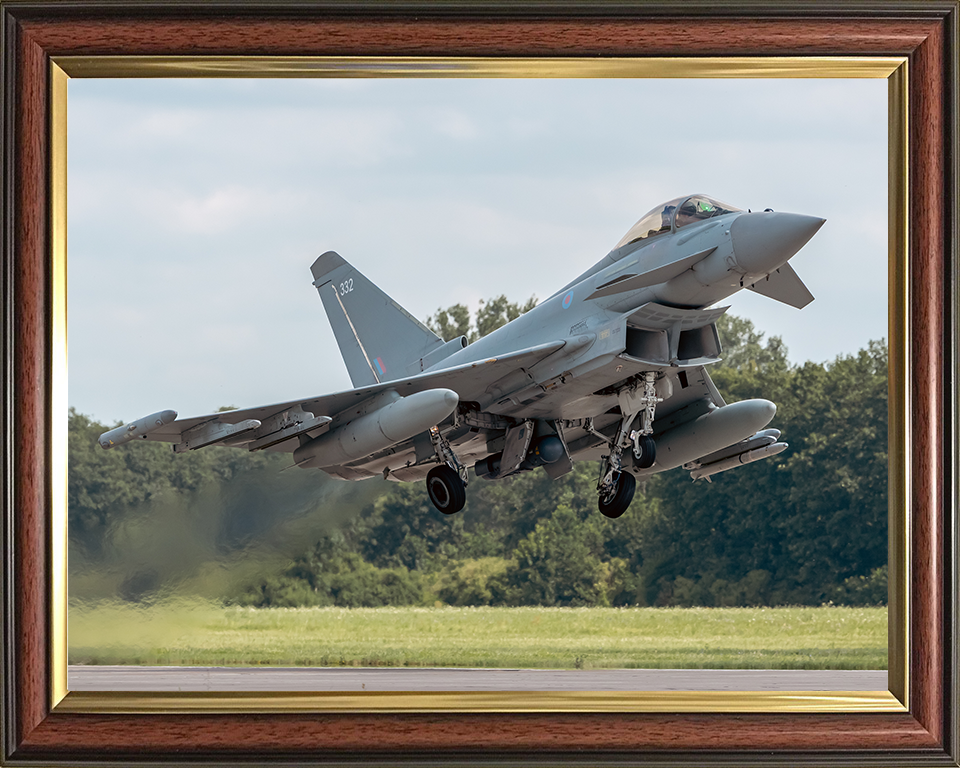 RAF Typhoon FGR4 Taking off 2025 Photo Print Royal Air Force Aircraft Wall Art Aviation Decor Posters, Prints, & Visual Artwork Hampshire Prints 10 x 8 Classic Frame No